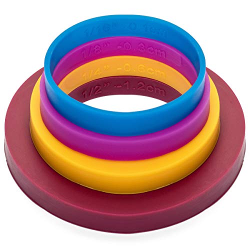 GreenOlive Rolling Pin Guide Ring Spacer Bands (8 Piece Set) Multicolored Flexible Silicone Slip On Baking Accessories Fit 1 3/4” to 2” Wide Dough Rollers - Image 2