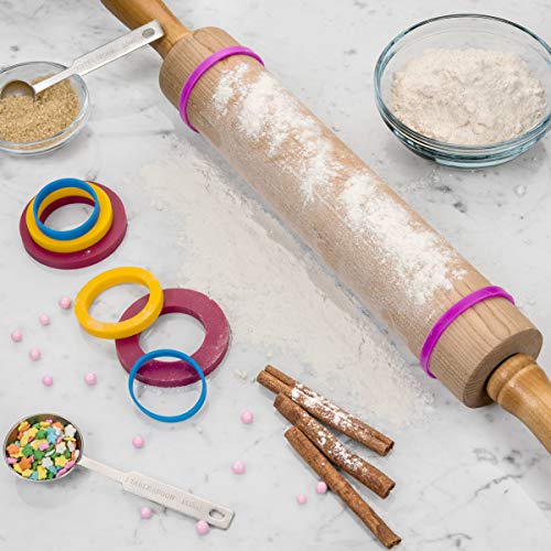 GreenOlive Rolling Pin Guide Ring Spacer Bands (8 Piece Set) Multicolored Flexible Silicone Slip On Baking Accessories Fit 1 3/4” to 2” Wide Dough Rollers - Image 4