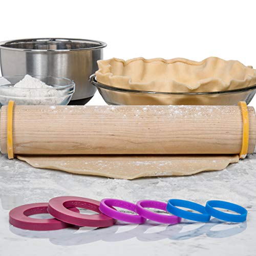 GreenOlive Rolling Pin Guide Ring Spacer Bands (8 Piece Set) Multicolored Flexible Silicone Slip On Baking Accessories Fit 1 3/4” to 2” Wide Dough Rollers - Image 3