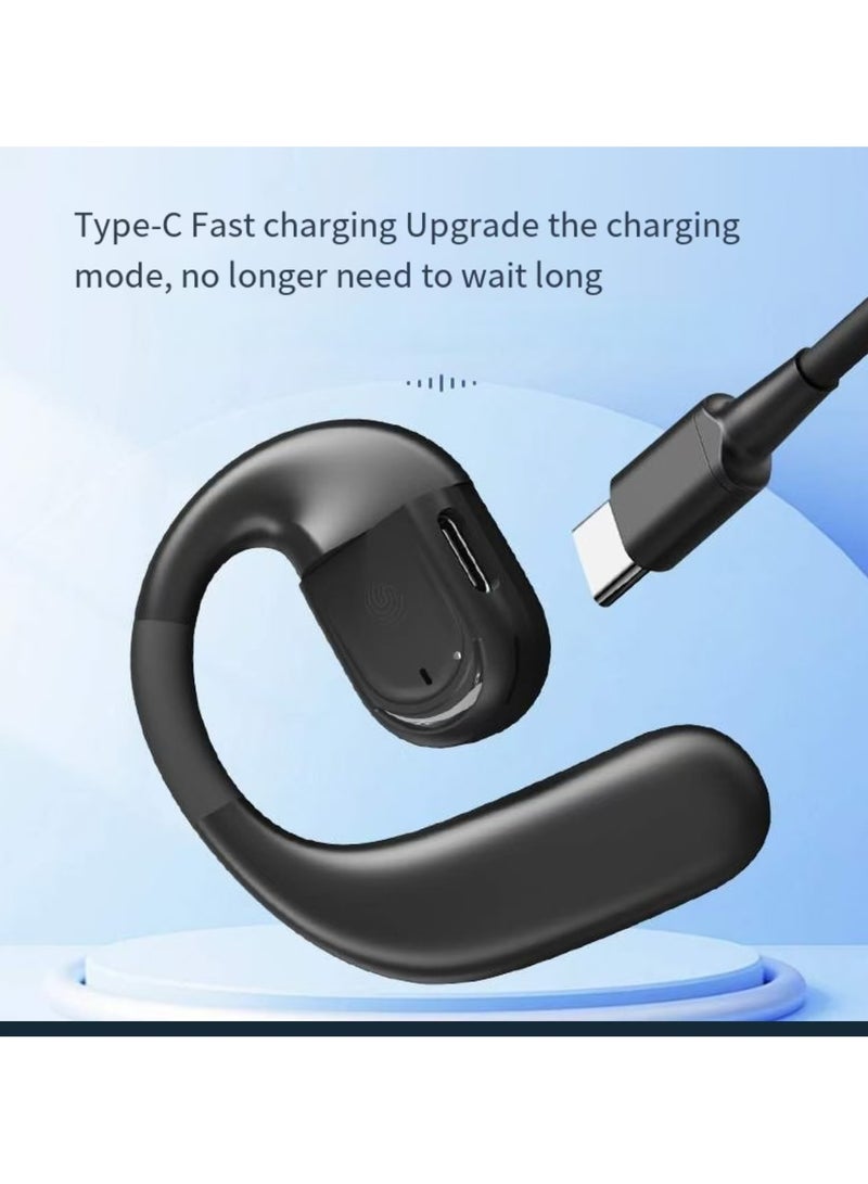 Neutral YJ78 Ear Hanging True Wireless Bluetooth 5.4 Earphones Low Latency Fast Charging IP54 Waterproof Black - Image 4