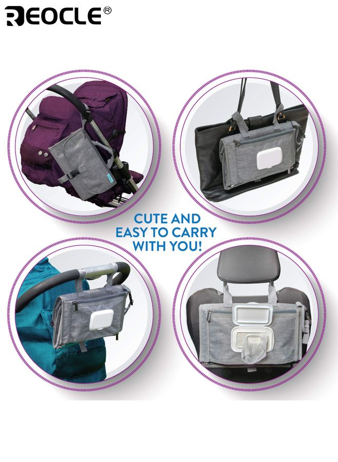 REOCLE Baby's Portable Diaper Changing Pad with Wipes Pocket and Smart Design Travel Changing Mat with Compact Fold for Infant On the Go Care - Image 5
