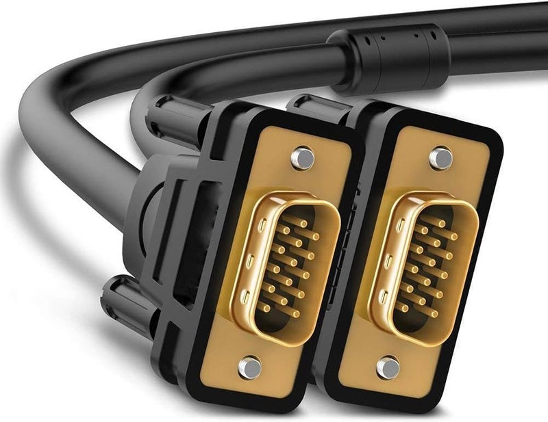Tobo VGA Cable, VGA Male to SVGA Male Video Computer Monitor Cable with Ferrite Cores, Male to Male VGA Cable Gold Plated Compatible with Projectors, HDTVs, Displays Black (3M) - Image 1