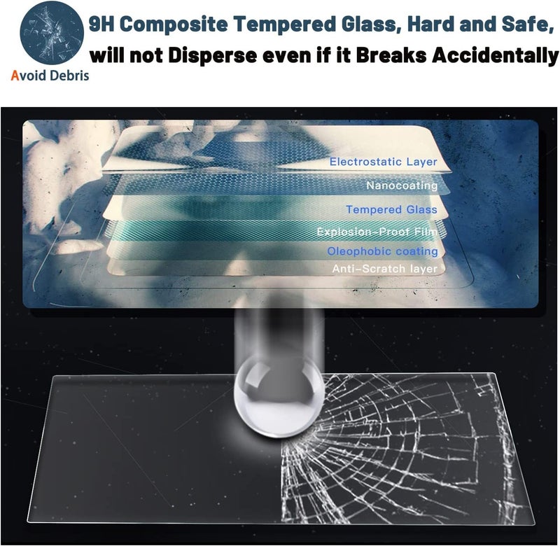 RUIYA حماية شاشة روييا 2025 هيونداي إيلانتر لملحقات هيونداي إيلانتر 2PCS زجاج مقسى 9HD متوافق مع هيونداي إيلانتر SE/SEL/Limited/N Line من 2021-2025 (10.25" GPS وغطاء لوحة القيادة) - Image 5