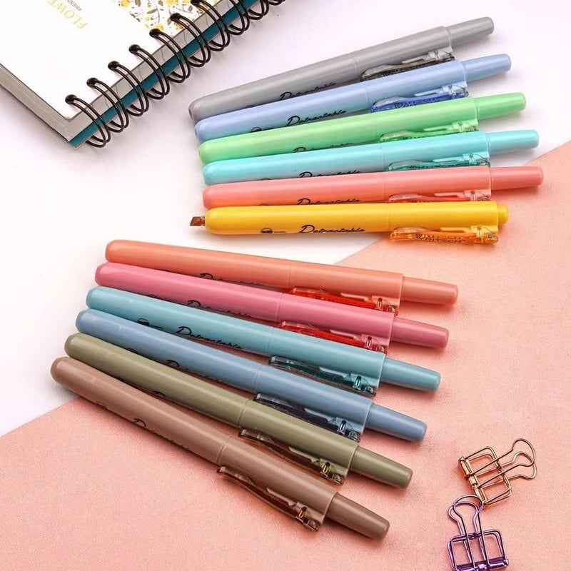 WRITECH Retractable Highlighters Assorted Colors: Chisel Tip Click Aesthetic Highlighter Marker Pens Pack Multi Colored Ink No Bleed Smear for Highlighting Journaling (12ct Mild+Vintage) - Image 4