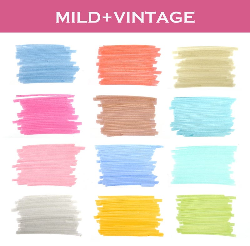 WRITECH Retractable Highlighters Assorted Colors: Chisel Tip Click Aesthetic Highlighter Marker Pens Pack Multi Colored Ink No Bleed Smear for Highlighting Journaling (12ct Mild+Vintage) - Image 3