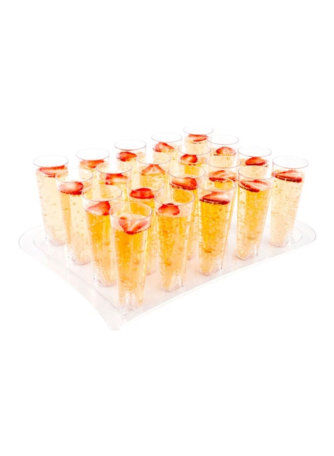 Restaurantware 14.5 Inch Plastic Serving Platters, 5 For 5 0Z Round Tall Cocktail Glasses Plastic Serving Trays - Cocktail Glasses Sold Separately, Clear Plastic Plastic Platters, Crack-Resistant - Image 2