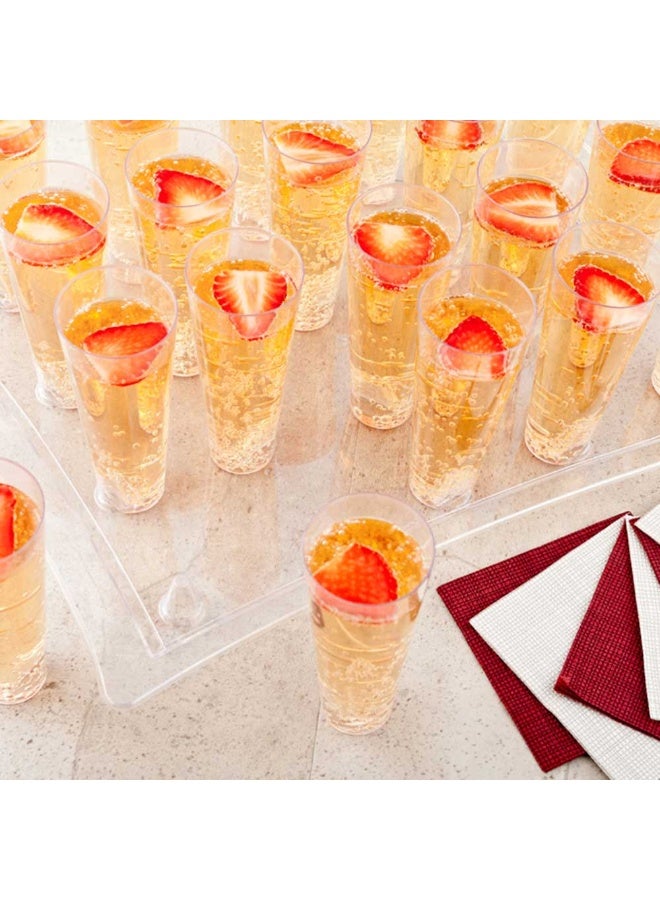 Restaurantware 14.5 Inch Plastic Serving Platters, 5 For 5 0Z Round Tall Cocktail Glasses Plastic Serving Trays - Cocktail Glasses Sold Separately, Clear Plastic Plastic Platters, Crack-Resistant - Image 3