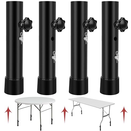 Laowu 8 PCS Folding Table Leg Extenders, 2 Levels Adjustable Height Folding Table Leg Risers, Heavy Duty Metal Desk Leg Extensions, Rise Table Height 3.6in | 5.2in - Image 1