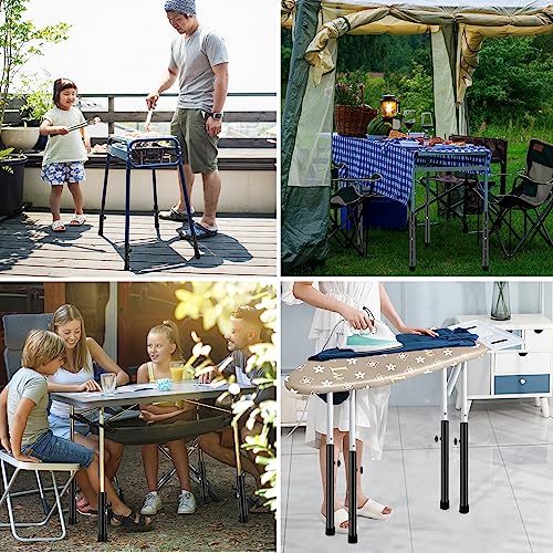Laowu 8 PCS Folding Table Leg Extenders, 2 Levels Adjustable Height Folding Table Leg Risers, Heavy Duty Metal Desk Leg Extensions, Rise Table Height 3.6in | 5.2in - Image 5