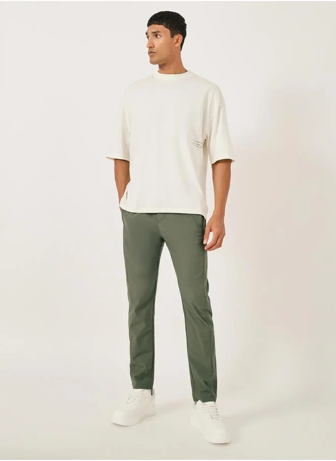 فورت كولينز Solid Drawstring Waist Regular Fit Pants