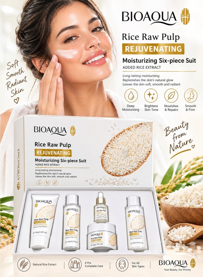 BIOAQUA Rice Raw Pulp Rejuvenating Moisturizing Six Piece - Image 1