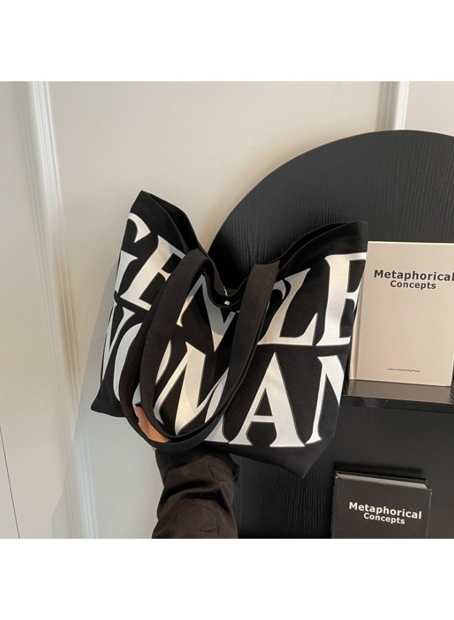 Women's Large Capacity Shopping Bag, Ladies Zipper Closure Handbag Tote Bags Clutch Bag, Daily Commuting Canvas Shoulder Bag Side Bag Carry Bag Satchel Bags College Bag for Girls/College Students - Image 3