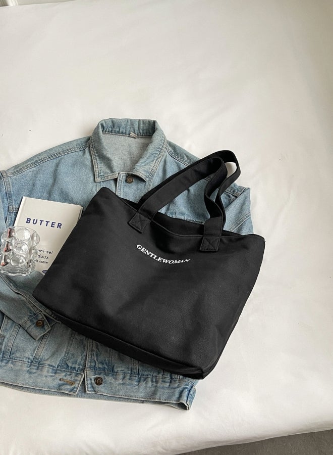 Women's Large Capacity Shopping Bag, Ladies Zipper Closure Handbag Tote Bags Clutch Bag, Daily Commuting Canvas Shoulder Bag Side Bag Carry Bag Satchel Bags College Bag for Girls/College Students - Image 4