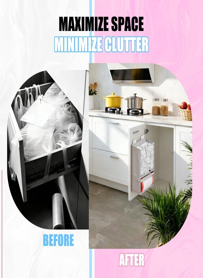 HOUSE AGAIN Plastic Bag Holder-Extra Large Bag Saver Dispenser Wall Mount Organizer Grocery Trash Roll Bag Holder Dispenser-Daily Storage Solution for Kitchen/Bathroom/Laundry/in-Home Recycling Bins - Image 4