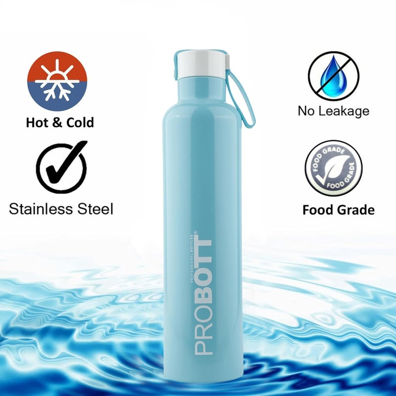 PROBOTT Probott Bang 750 ml Thermosteel Vacuum Insulated Double Walled Flask, Stainless Steel Water Bottle, Light Blue | Screw Cap | Hot and Cold | LeakProof | Water, Tea, Coffee, Gym, College, Office, Travel  - Image 4