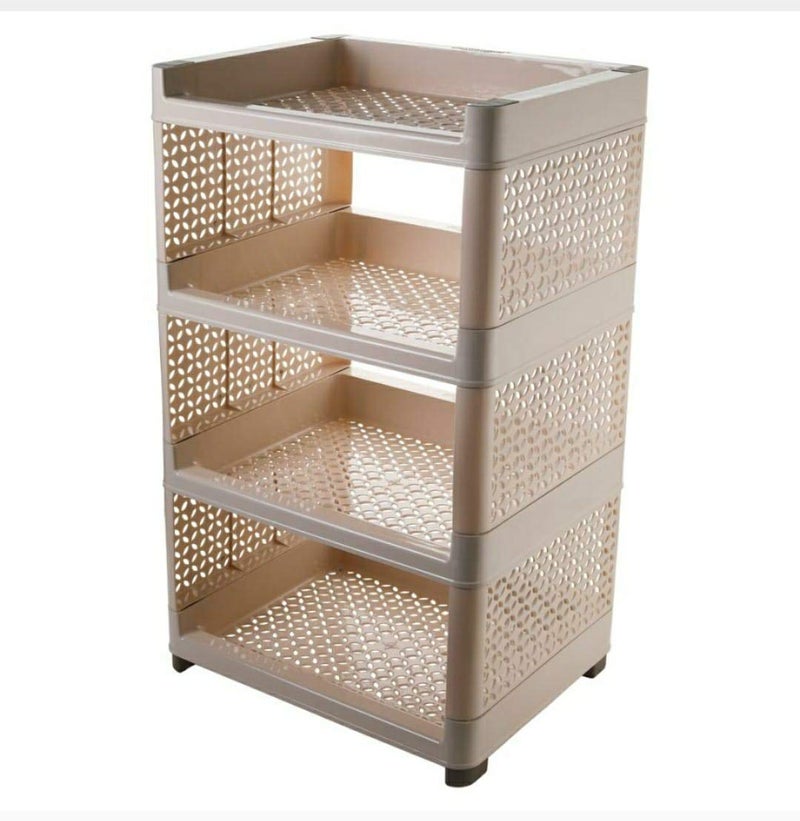 SR MALL Plastic Book Storage Display Rack Shelf Cabinet Unit Organizer for Living Room Bed Room Study Room Cream - Image 2