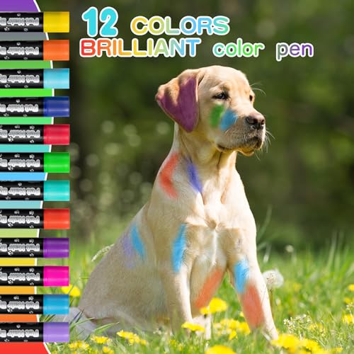 AOFEGRLT 12 Pack Dog Hair Color Dye Temporary Non-toxic Vibrant Colors Washable Pet Safe Paint for Dog Cat Animals - Image 3