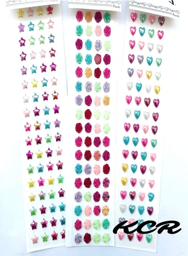 KCR Crystal Star, Heart & Flower Shape Self Adhesive Stone Stickers for Children for Art & Craft(Set of 3) - Image 1
