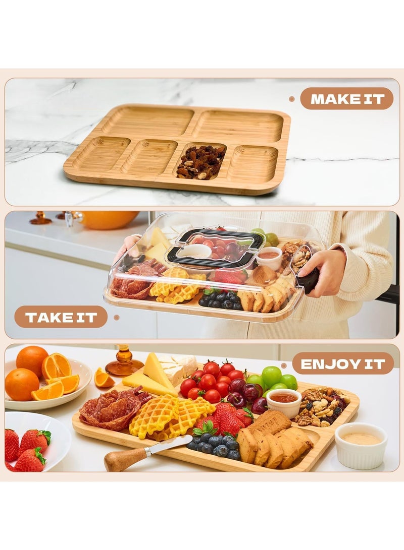 Large Bamboo Serving Tray with Lid & Handle – Portable Food Presentation Board for Snacks, Fruits, Cheese & Appetizers, Ideal for Home & Outdoor Use - Image 3