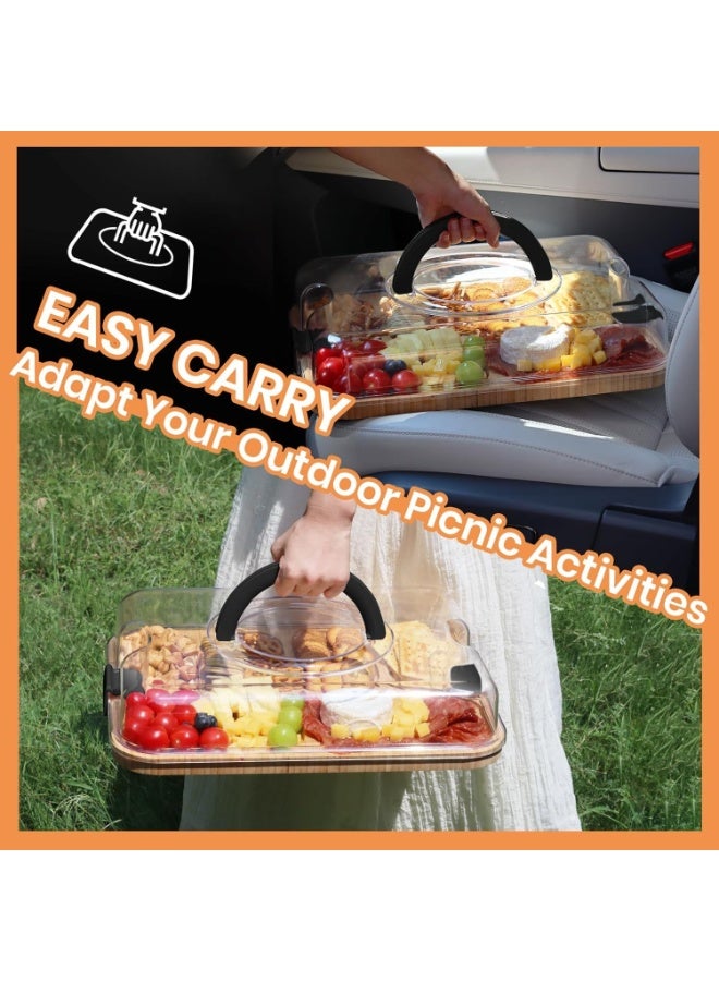 Large Bamboo Serving Tray with Lid & Handle – Portable Food Presentation Board for Snacks, Fruits, Cheese & Appetizers, Ideal for Home & Outdoor Use - Image 4