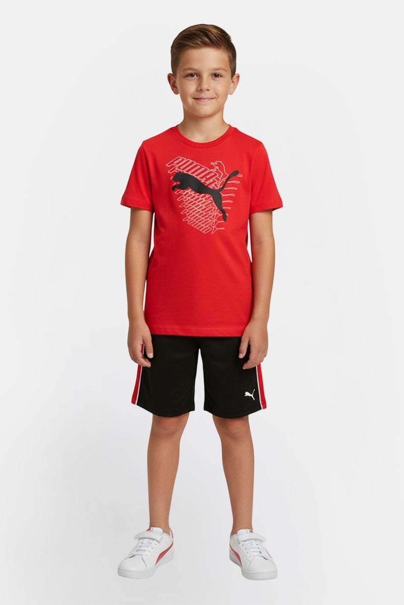 PUMA ملابس رياضية للأطفال الأولاد 2 قطعة تناسب قميص قصير الأكمام وسروال خارجي، متعدد الألوان - Image 1
