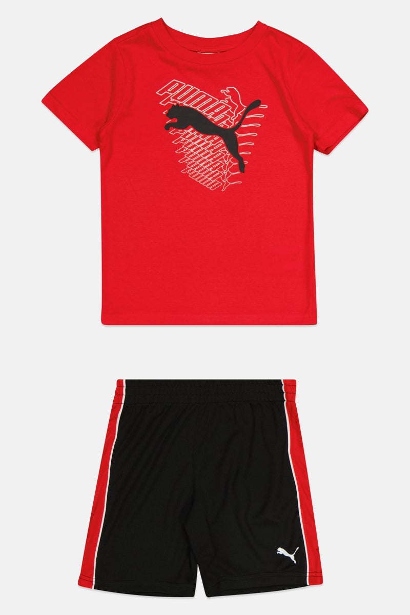PUMA ملابس رياضية للأطفال الأولاد 2 قطعة تناسب قميص قصير الأكمام وسروال خارجي، متعدد الألوان - Image 2