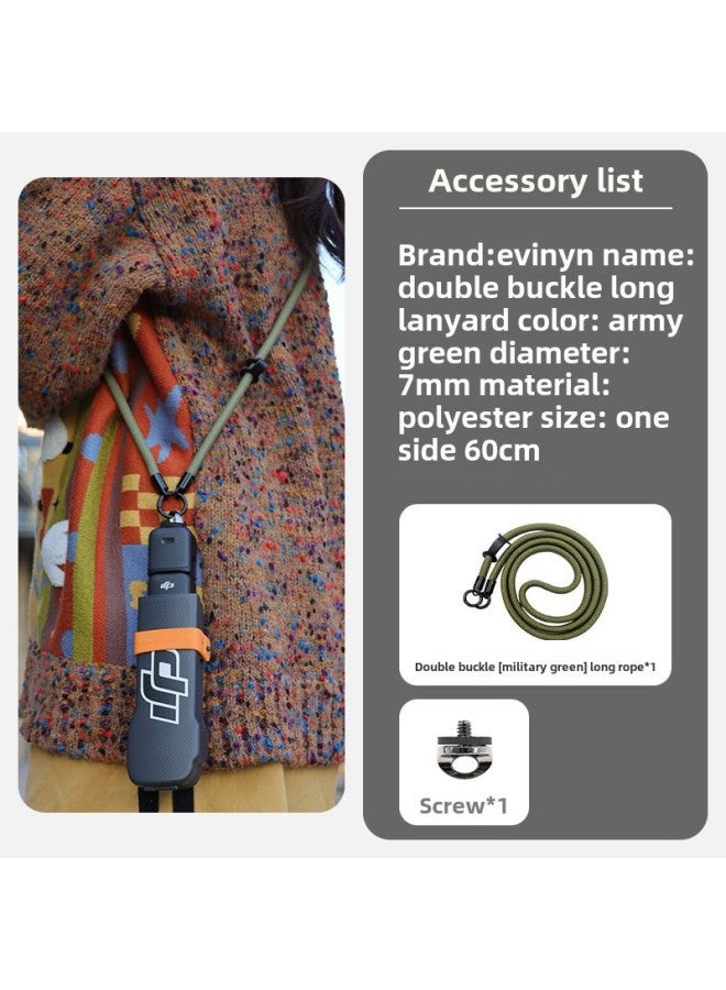 Generic For DJI Dajiang Osmo Pocket 3 Lanyard Safety Hand Rope Pocket 3 Protective Shell Lanyard Oblique Rope-Color:Pocket3 Striped Double Buckle Lanyard - Image 1