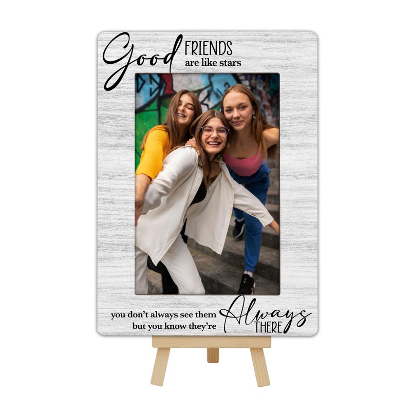 OXRUN Best Friends Picture Frame Gift, BFF Gifts Wooden Photo Frame with Easel, Display Photo Insert, 4x6 Picture Frame for Tabletop Display - A12 - Image 1