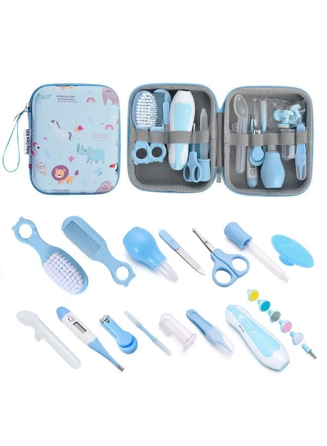 ZONBON New Baby Healthcare and Grooming Kit, 20 in 1 Baby Electric Nail Trimmer Set Newborn Nursery Health Care Set for Newborn Infant Toddlers Baby Boys Girls Kids 0-3 Years (Blue) - Image 1