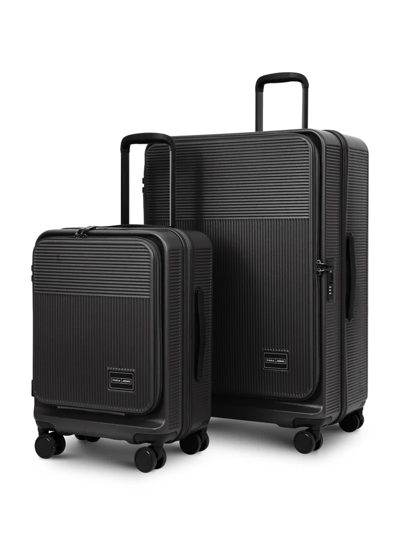 FRONTARA Series Set of 2 Luggage| Small 10KG & Large 30KG ABS+Polycarbonate 8 Wheel Trolley Hardsided Travel Suitcase - BLACK