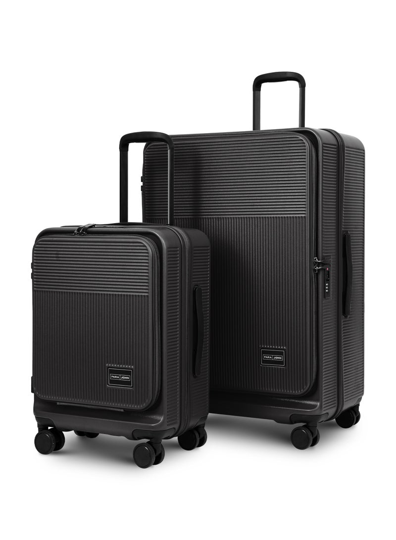 PARAJOHN FRONTARA Series Set of 2 Luggage| Small 10KG & Large 30KG ABS+Polycarbonate 8 Wheel Trolley Hardsided Travel Suitcase - BLACK  - Image 1