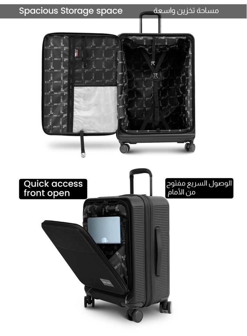 PARAJOHN FRONTARA Series Set of 2 Luggage| Small 10KG & Large 30KG ABS+Polycarbonate 8 Wheel Trolley Hardsided Travel Suitcase - BLACK  - Image 3