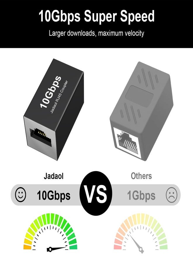 Jadaol Ethernet RJ45 Adapter - Shielded in-Line Coupler for Cat7/Cat6/Cat5e/cat5 Ethernet Cable Extender Connector - Female to Female, Black - Image 3