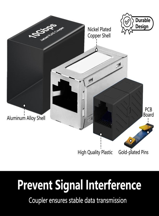 Jadaol Ethernet RJ45 Adapter - Shielded in-Line Coupler for Cat7/Cat6/Cat5e/cat5 Ethernet Cable Extender Connector - Female to Female, Black - Image 4