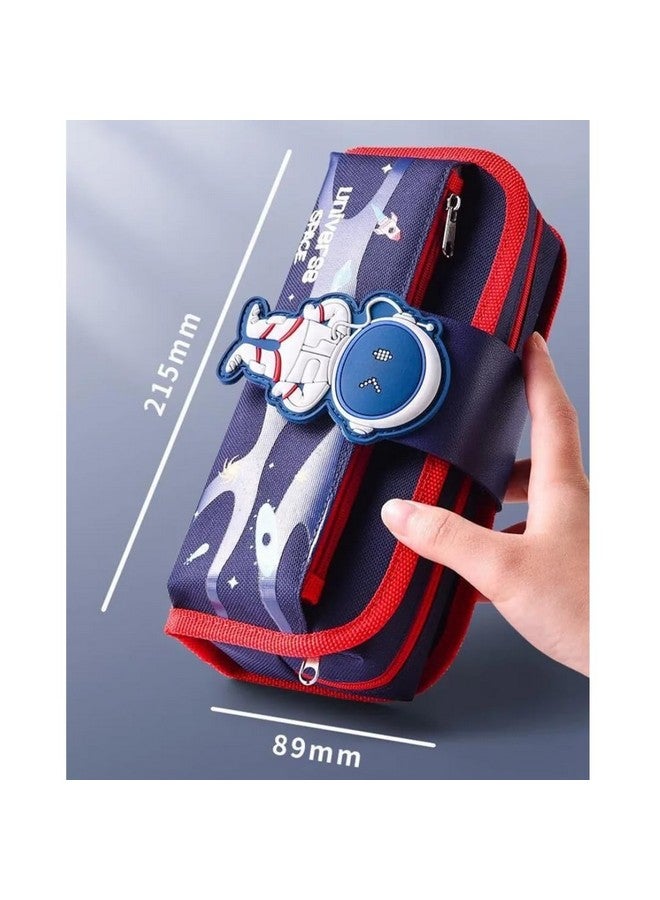 Storio Space Astronaut Pencil Case Large Capacity Pen Bag,Cute Cartoon Stationery Organizer Detachable Zipper Pen Pouch,Polyester Storage Box for Boys Girls Teen Student - Multicolor - Image 2