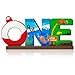 Haooryx Fishing One Table Wooden Centerpiece One Year Old Baby Boys Birthday Party Letter Sign Table Decoration Summer Fishing Theme Party Supplies 1st Birthday Baby Shower Photo Props Decor - Image 3