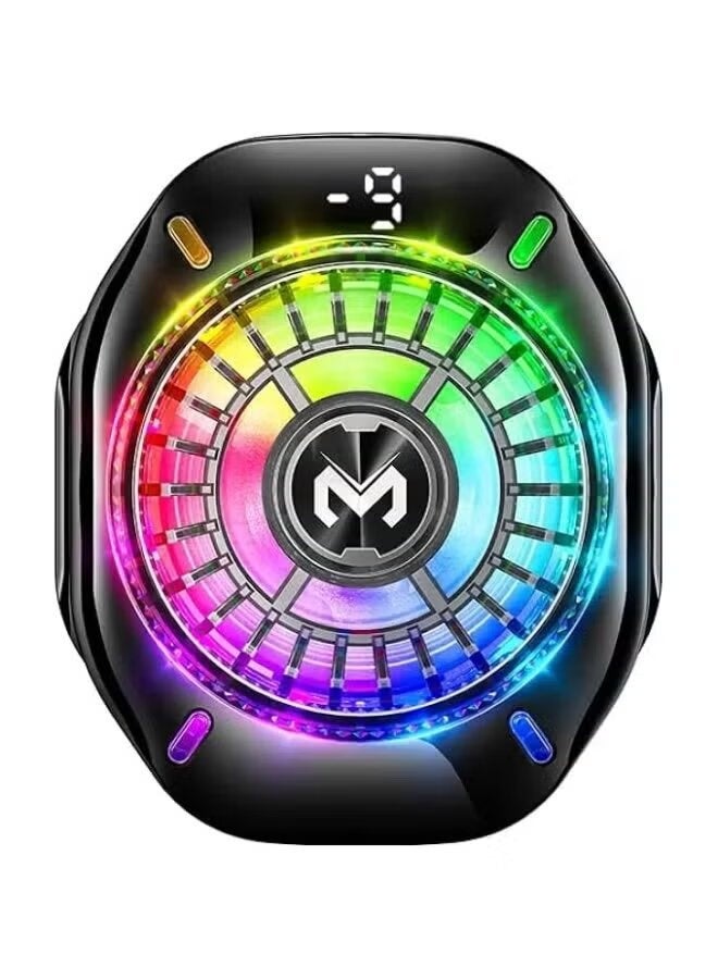 Memo مروحة تبريد الهاتف المحمول CX10 – تحكم في درجة الحرارة بالذكاء الاصطناعي مع أضواء LED RGB – مروحة هاتف محمولة للألعاب، البث والشحن السريع – مروحة هاتف ذكية قابلة للتعديل - Image 2