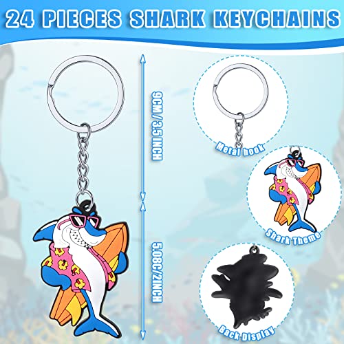 MTLEE 24 Pcs Shark Keychains Bulk Cute Shark Key Ring for Backpacks Under The Sea Party Favors Summer Ocean Sea Birthday Party Supplies Decorations Kids School Prizes Rewards Set Gifts 8 Style - Image 5