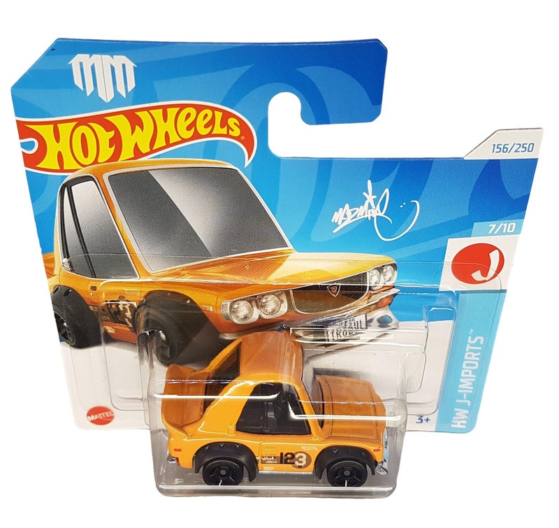 Hot Wheels Hot Wheels - Mazda RX-3 - HW J-Imports 7/10 - HRY71 - Short Card - K&N - Toyo Tires - Orange - Mattel 2024 - 1:64  - Image 2