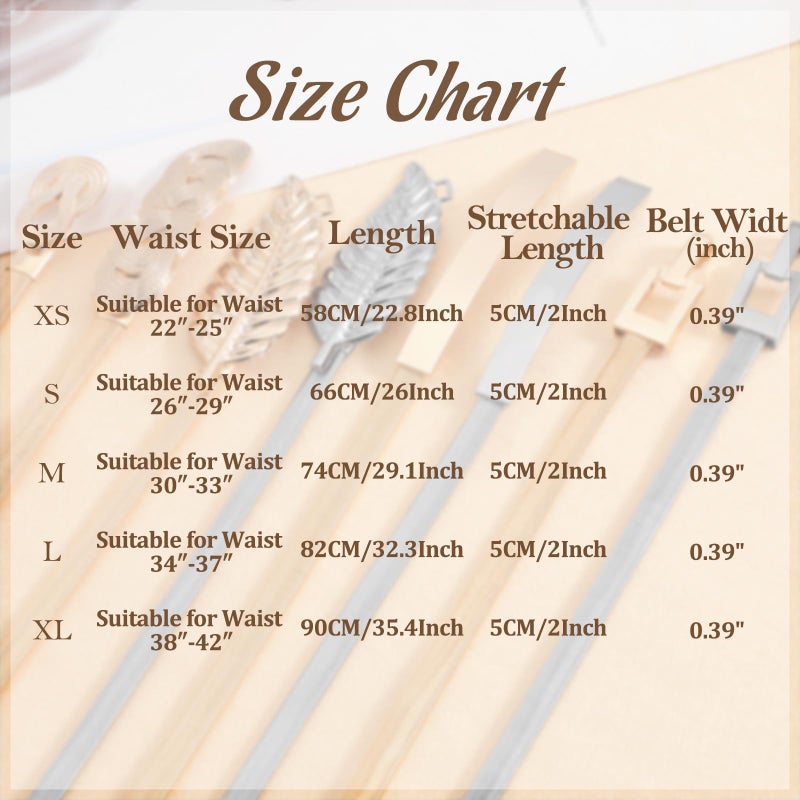 VONMELLI Skinny Elastic Metal Cinch Belt for Dress Stretch Thin Waist Belt for Women Gold Tone L - Image 5