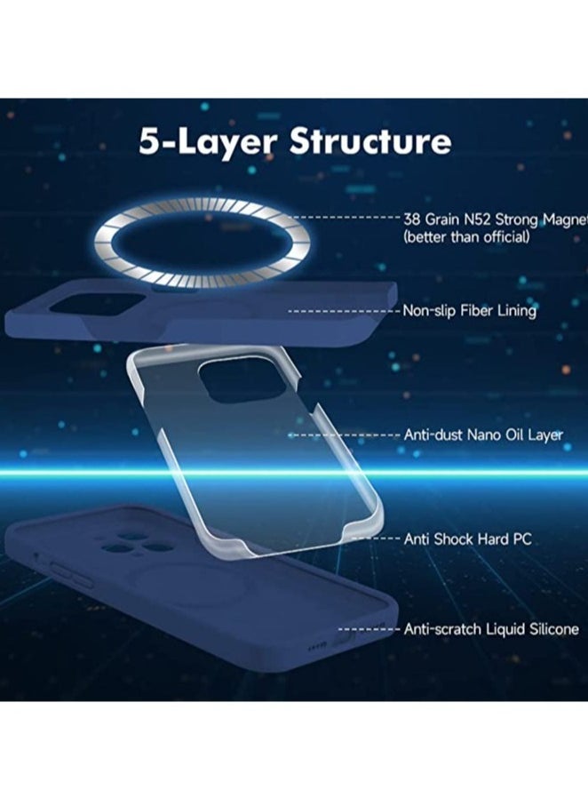 Raxoom iPhone 14 Pro Max + 2 Pack Tempered Glass Screen Protector Magsafe Case Silicone Phone Case with Microfiber Lining for iPhone 14 Pro Max 6.7 inch 2022,Blue - Image 2