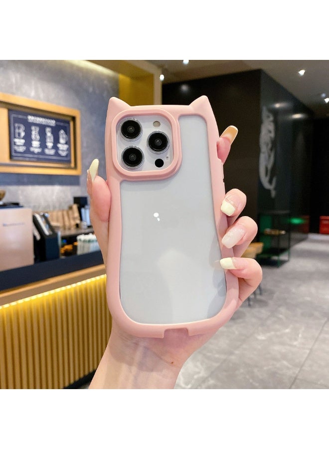 NIBEMINENT Cat Ears Protective TPU Case Cover For iPhone 16 Pro, Pink