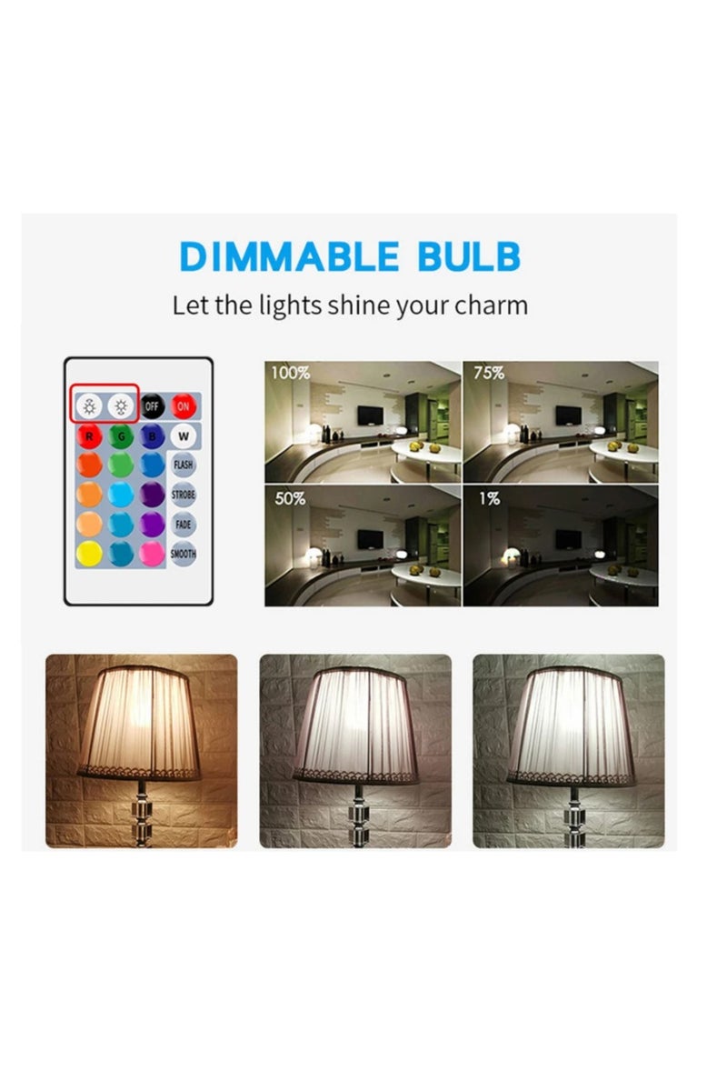 Colored Bulb with Remote Control, Multi-color LED Bulb, Colored LED Lamp, a lighting bulb containing 16 colors and 4 lighting effects to meet daily lighting requirements, a bulb that includes white color, a dimmable lamp, RGB lamp, a high-efficiency 10-watt bulb with 6000 Kelvin, an environmentally friendly and energy-saving LED bulb with stable performance. - Image 2