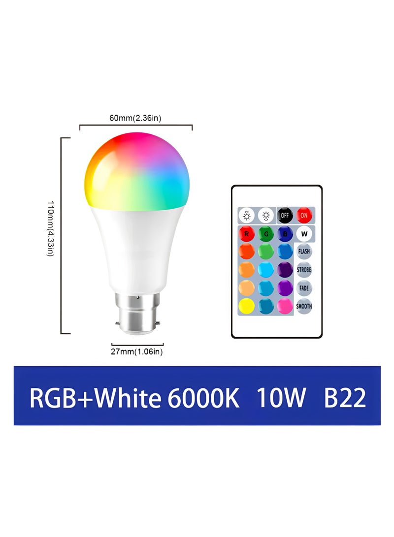 Colored Bulb with Remote Control, Multi-color LED Bulb, Colored LED Lamp, a lighting bulb containing 16 colors and 4 lighting effects to meet daily lighting requirements, a bulb that includes white color, a dimmable lamp, RGB lamp, a high-efficiency 10-watt bulb with 6000 Kelvin, an environmentally friendly and energy-saving LED bulb with stable performance. - Image 1
