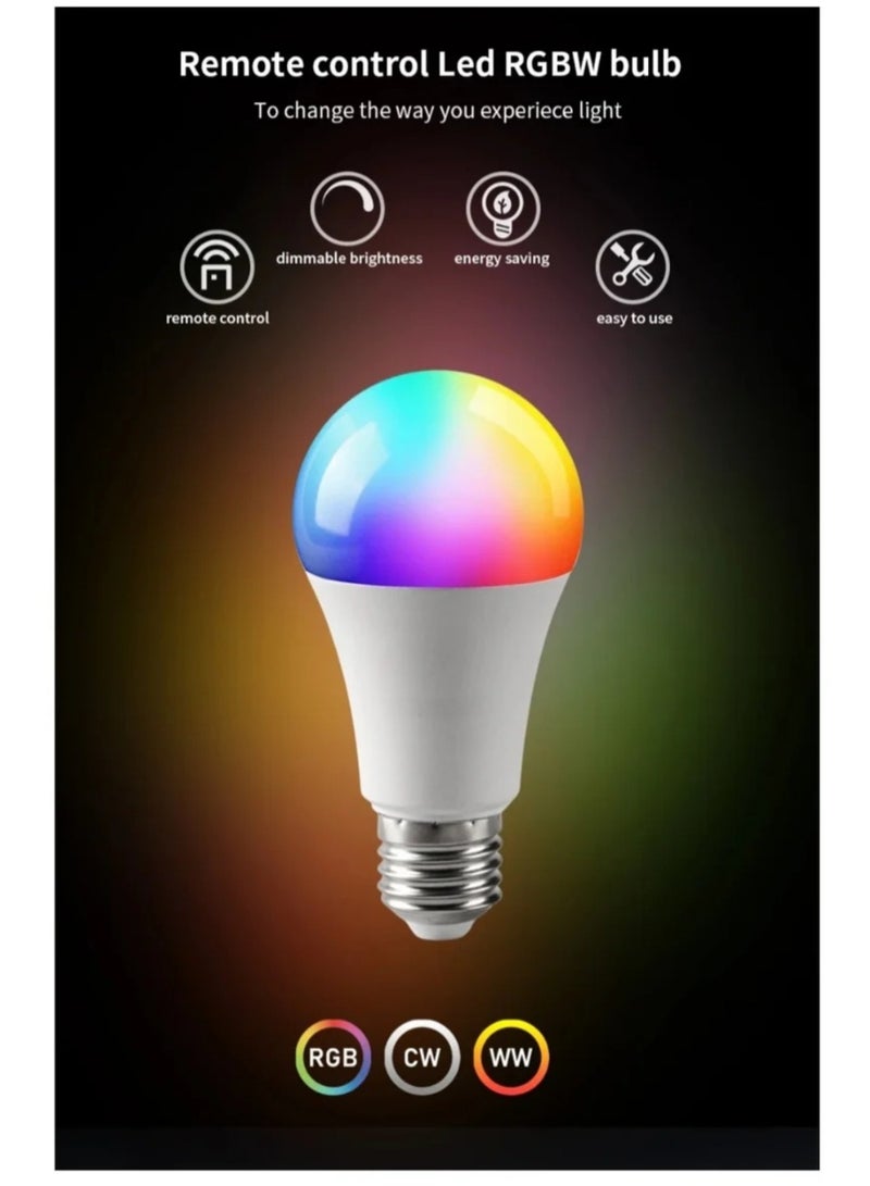 Colored Bulb with Remote Control, Multi-color LED Bulb, Colored LED Lamp, a lighting bulb containing 16 colors and 4 lighting effects to meet daily lighting requirements, a bulb that includes white color, a dimmable lamp, RGB lamp, a high-efficiency 10-watt bulb with 6000 Kelvin, an environmentally friendly and energy-saving LED bulb with stable performance. - Image 5