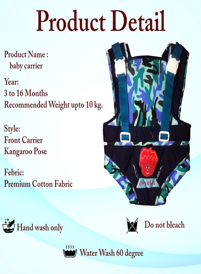 MammaChamp Adjustable Sholder Belt Carry Bags | Kangaroo Baby Carry Bags | Baby Carry Wrap | Front and Back Carrier Position | for 3 Months to 1.5 Years Kids (Military Blue) - Image 3