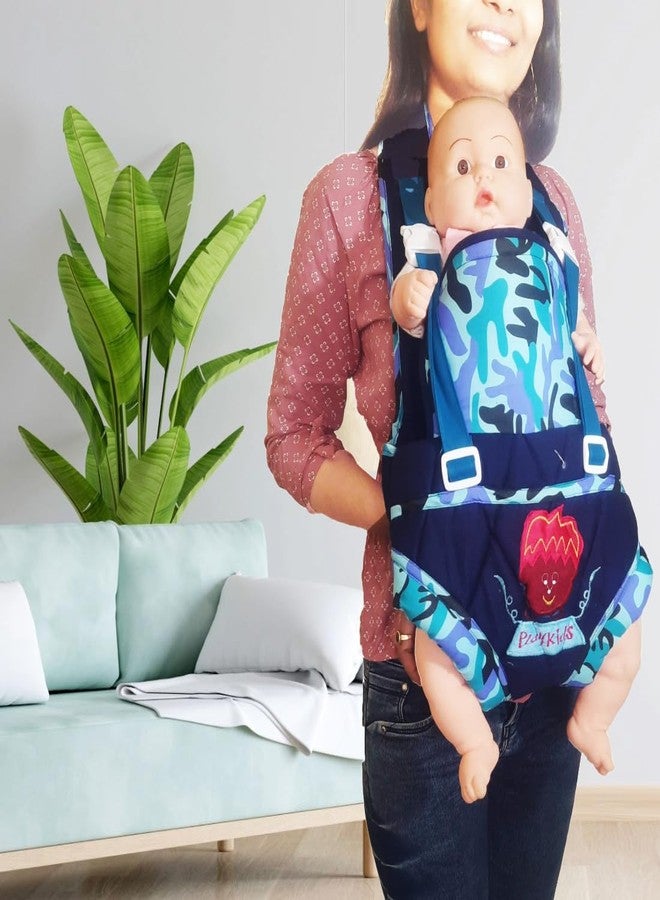 MammaChamp Adjustable Sholder Belt Carry Bags | Kangaroo Baby Carry Bags | Baby Carry Wrap | Front and Back Carrier Position | for 3 Months to 1.5 Years Kids (Military Blue) - Image 2