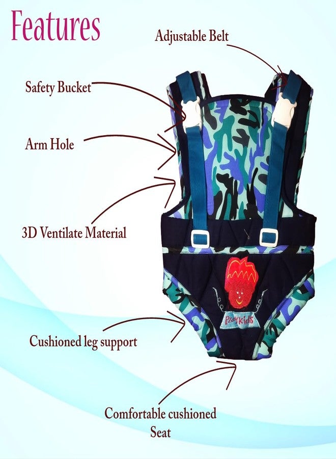 MammaChamp Adjustable Sholder Belt Carry Bags | Kangaroo Baby Carry Bags | Baby Carry Wrap | Front and Back Carrier Position | for 3 Months to 1.5 Years Kids (Military Blue) - Image 4