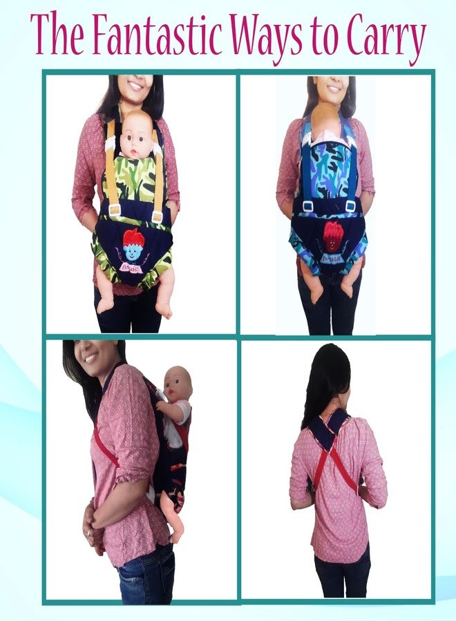 MammaChamp Adjustable Sholder Belt Carry Bags | Kangaroo Baby Carry Bags | Baby Carry Wrap | Front and Back Carrier Position | for 3 Months to 1.5 Years Kids (Military Blue) - Image 5