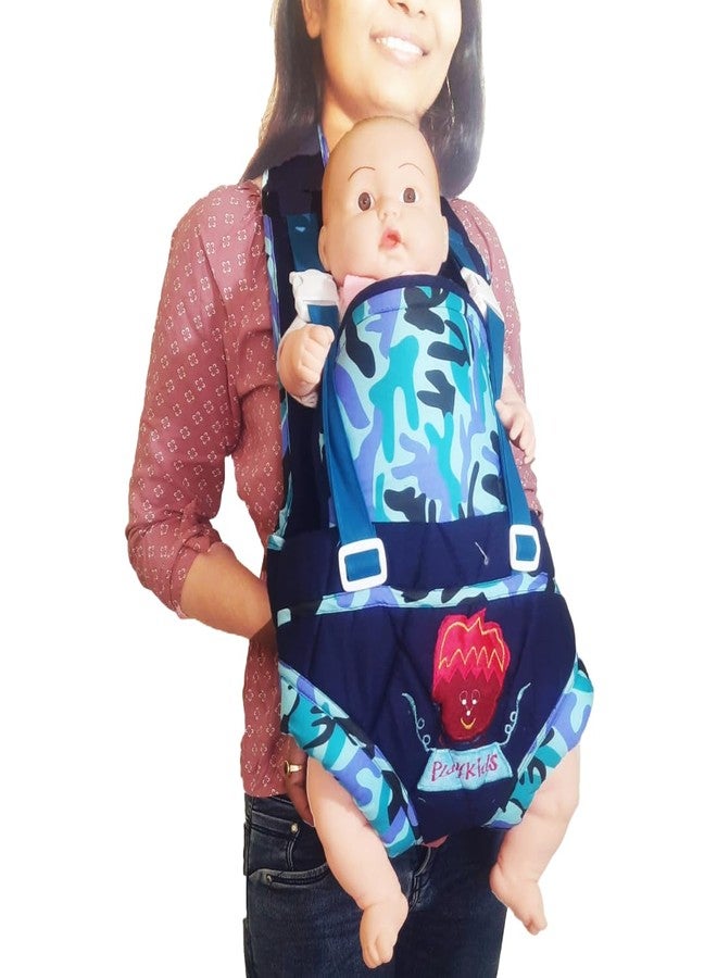 MammaChamp Adjustable Sholder Belt Carry Bags | Kangaroo Baby Carry Bags | Baby Carry Wrap | Front and Back Carrier Position | for 3 Months to 1.5 Years Kids (Military Blue) - Image 1